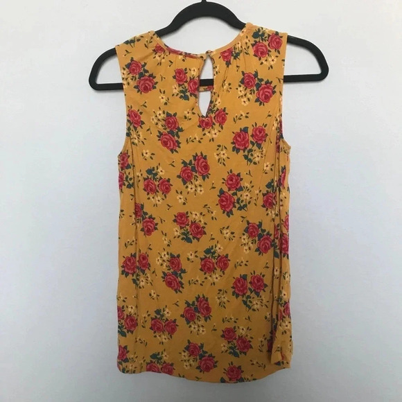 Modcloth Floral Rose Mustard Yellow Tank Top - Picture 4 of 5